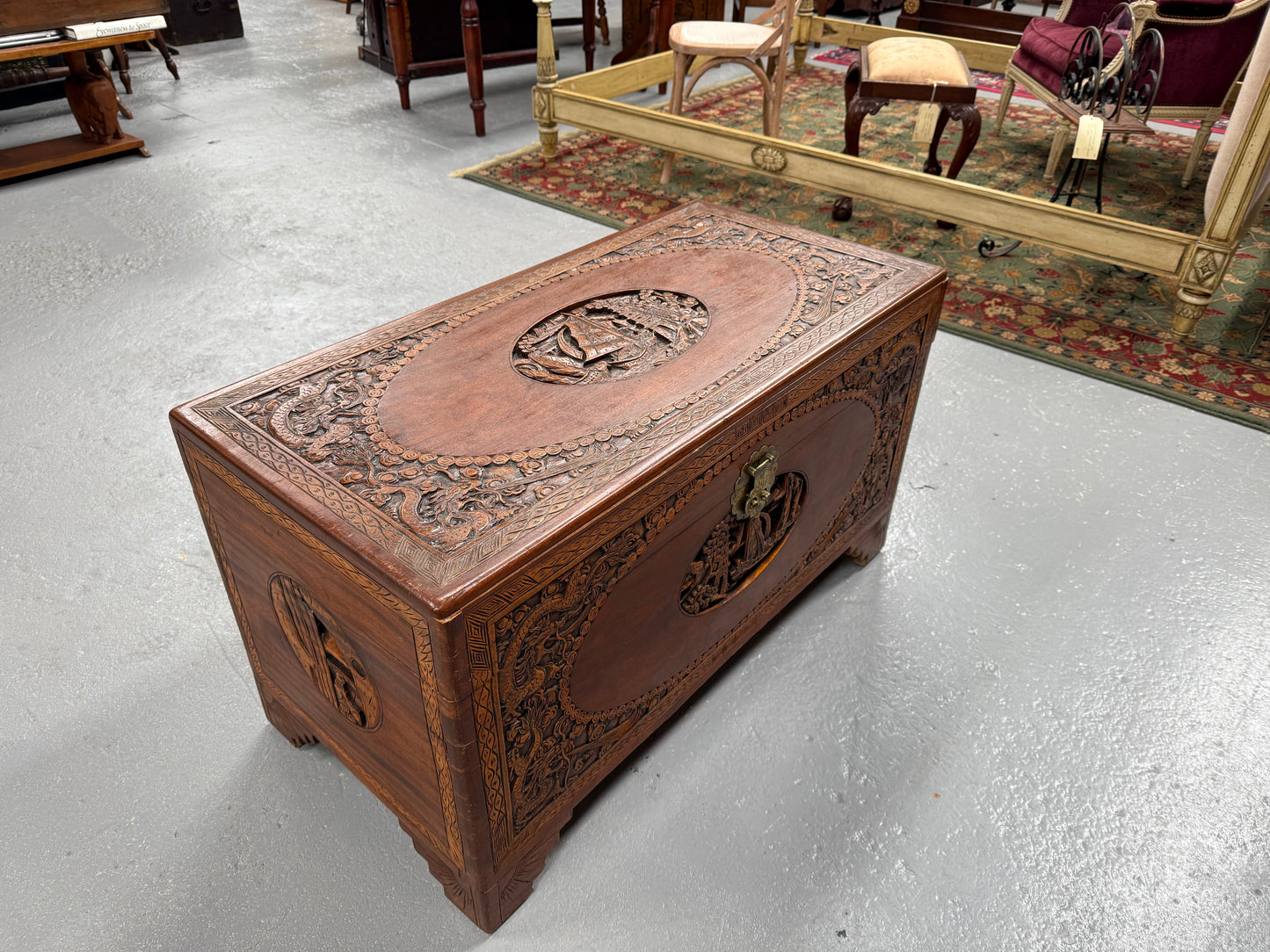 Vintage Carved Camphorwood Chest Circ: 1930's