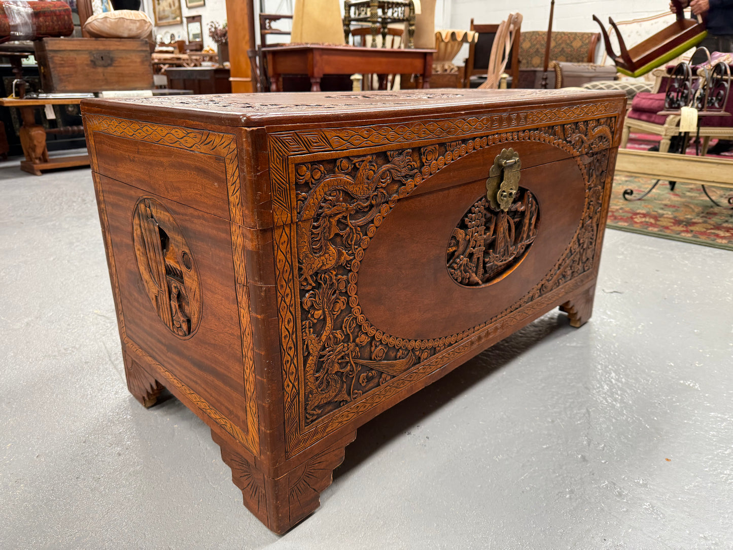 Vintage Carved Camphorwood Chest Circ: 1930's