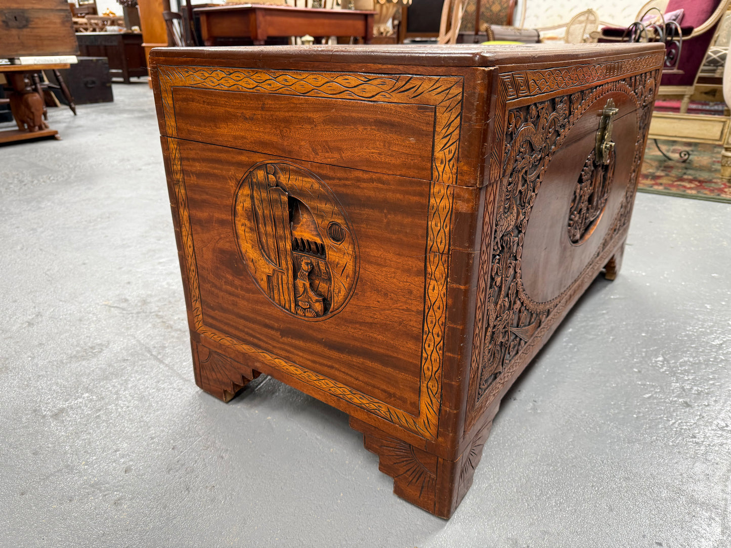 Vintage Carved Camphorwood Chest Circ: 1930's