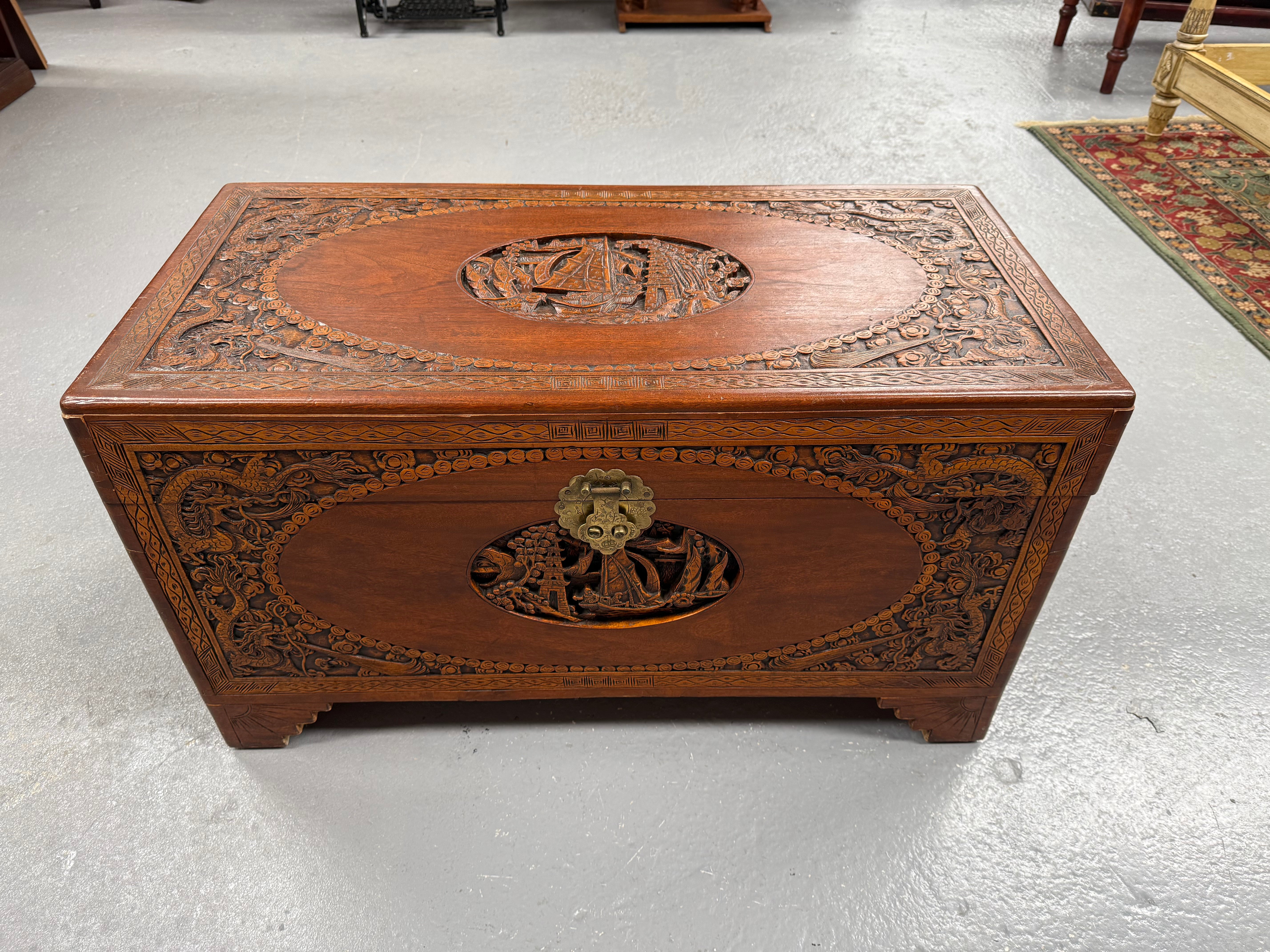 Vintage Carved Camphorwood Chest Circa: 1930's
