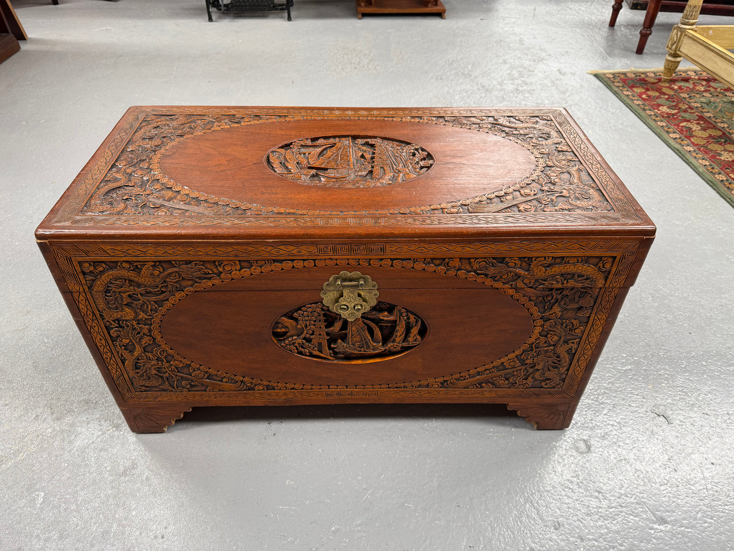 Vintage Carved Camphorwood Chest Circ: 1930's