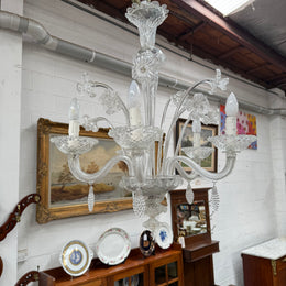 Italian Murano Clear Floral Chandelier