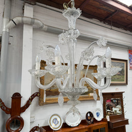 Italian Murano Clear Floral Chandelier