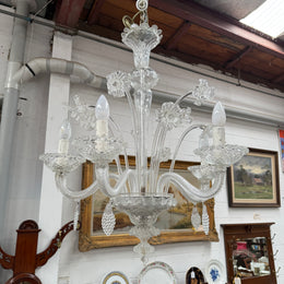 Italian Murano Clear Floral Chandelier