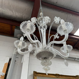 Italian Murano Clear Floral Chandelier
