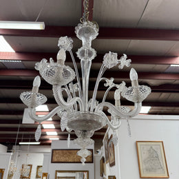 Italian Murano Clear Floral Chandelier