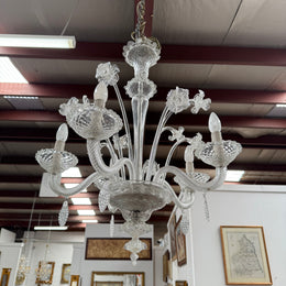 Italian Murano Clear Floral Chandelier