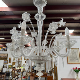 Italian Murano Clear Floral Chandelier