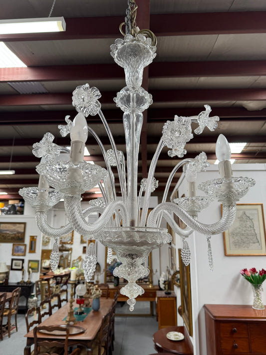 Italian Murano Clear Floral Chandelier
