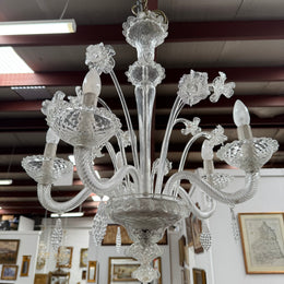 Italian Murano Clear Floral Chandelier
