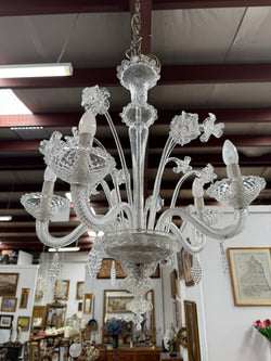 Italian Murano Clear Floral Chandelier | Antique & Vintage | Moonee Ponds Antiques | Australia Wide Delivery