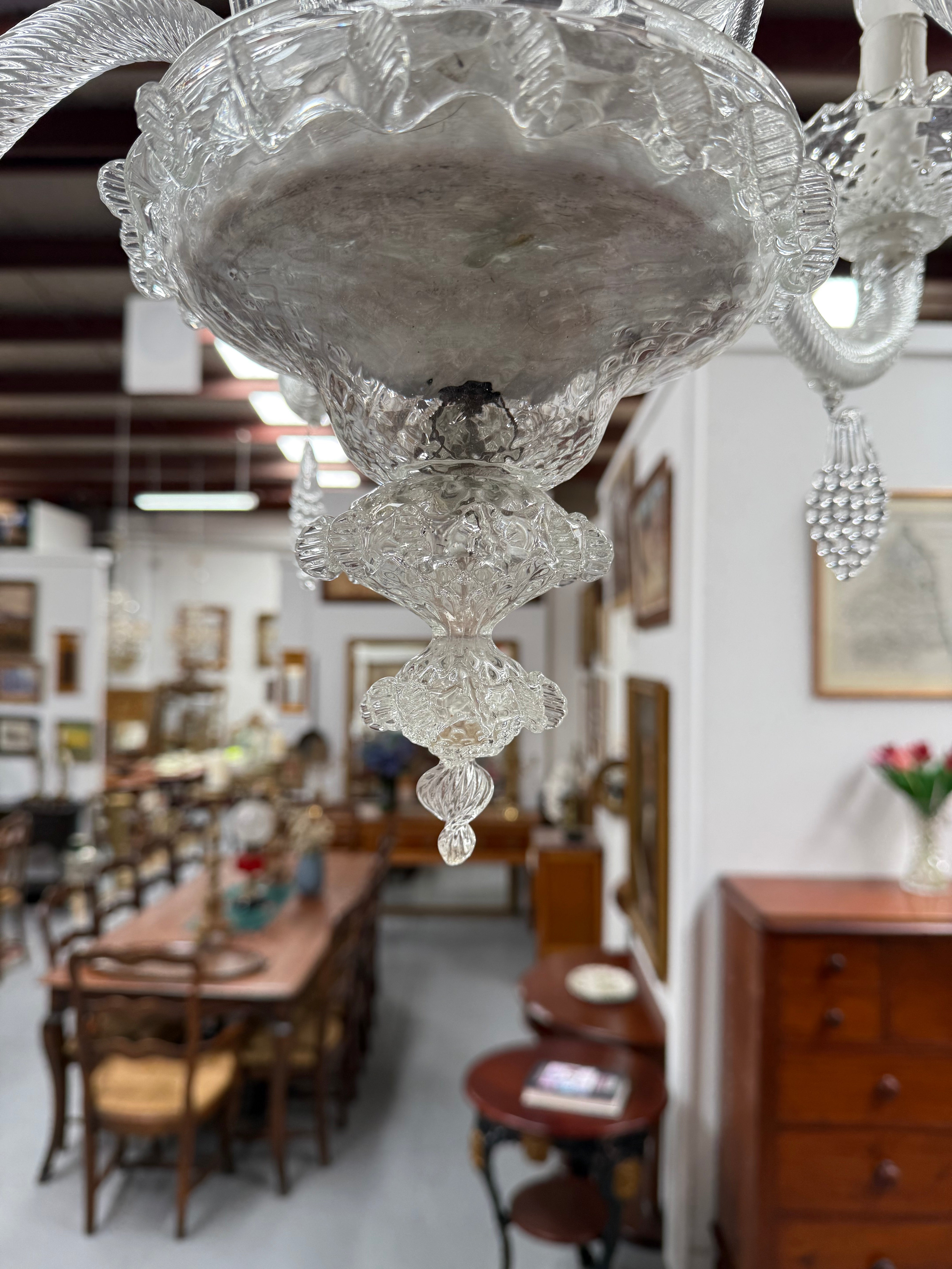 Italian Murano Clear Floral Chandelier | Antique & Vintage | Moonee Ponds Antiques | Australia Wide