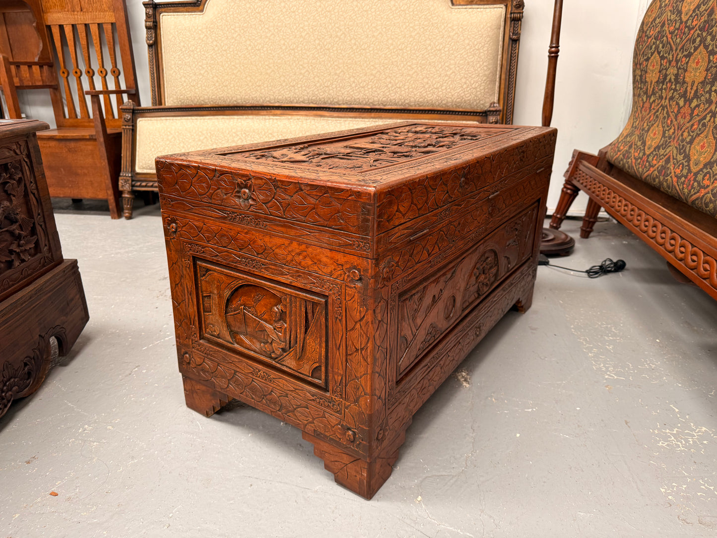 Vintage Carved Camphorwood Chest Circ: 1930's