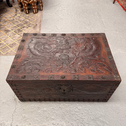 Victorian Arts & Crafts Leather Embossed Trunk
