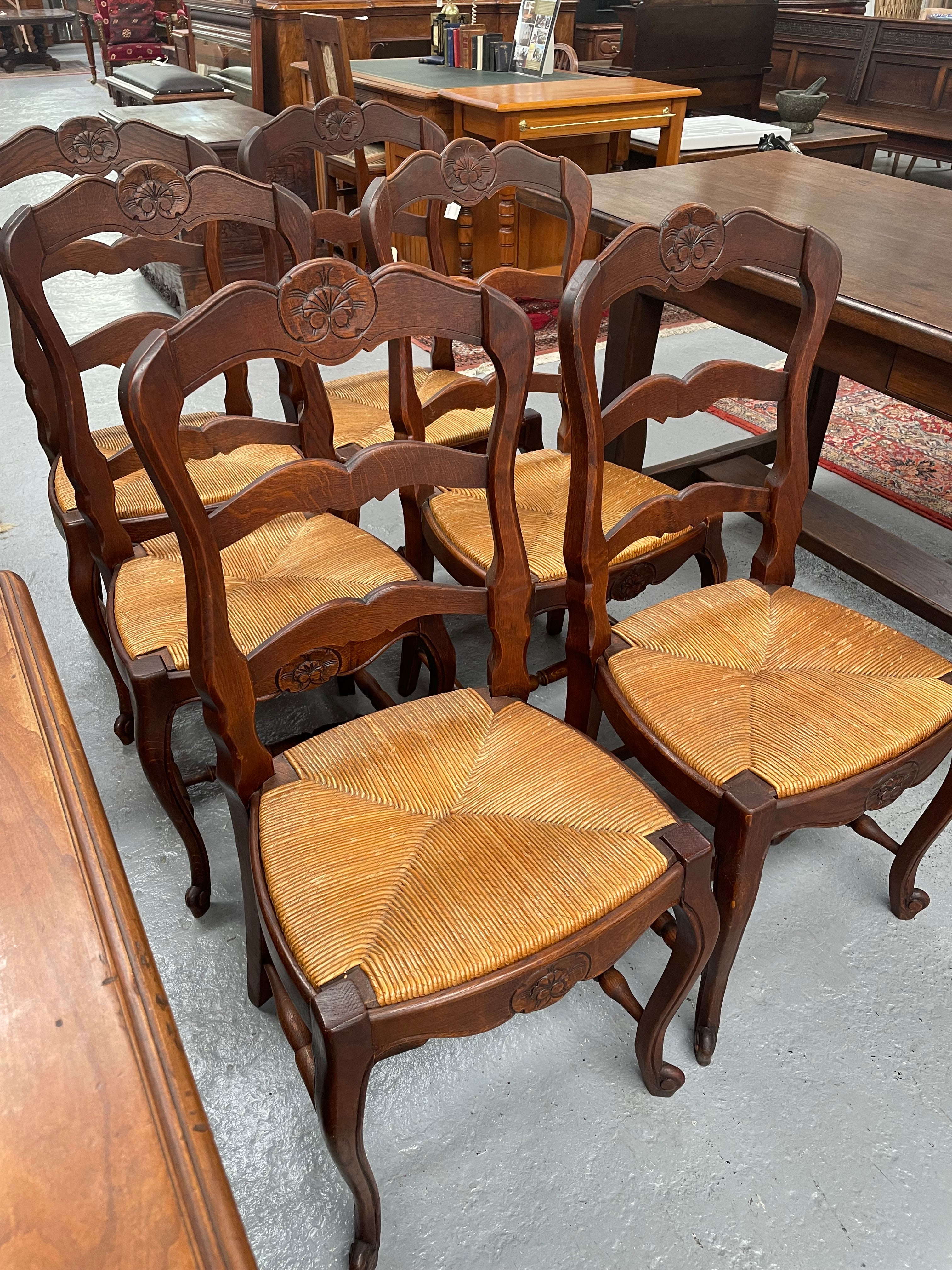 Set of 6 French Louis XV Style Rush Seat Dining Chairs | Antique & Vintage | Moonee Ponds Antiques | Australia Wide Delivery