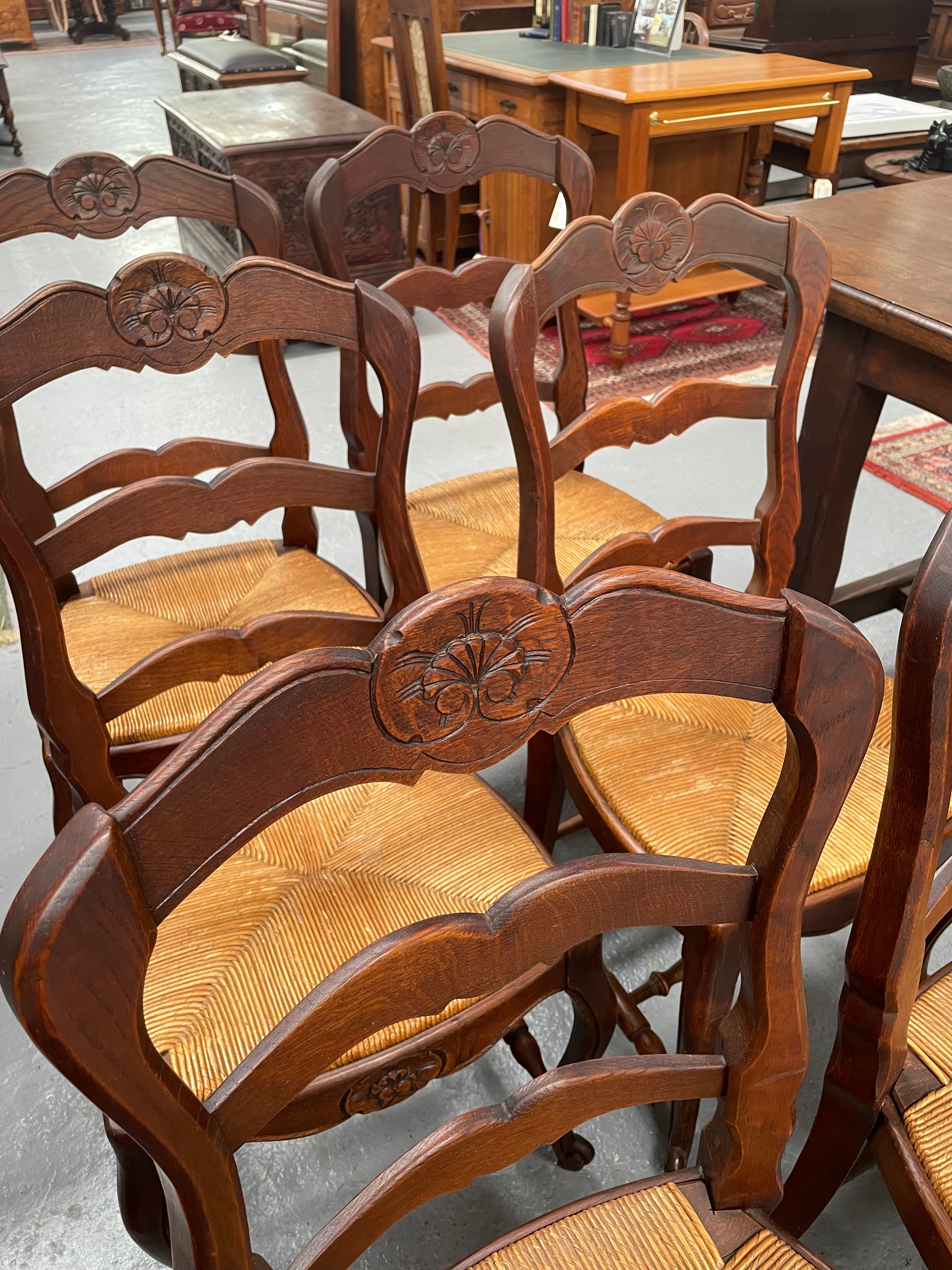 Set of 6 French Louis XV Style Rush Seat Dining Chairs | Antique & Vintage | Moonee Ponds Antiques | Australia Wide Delivery