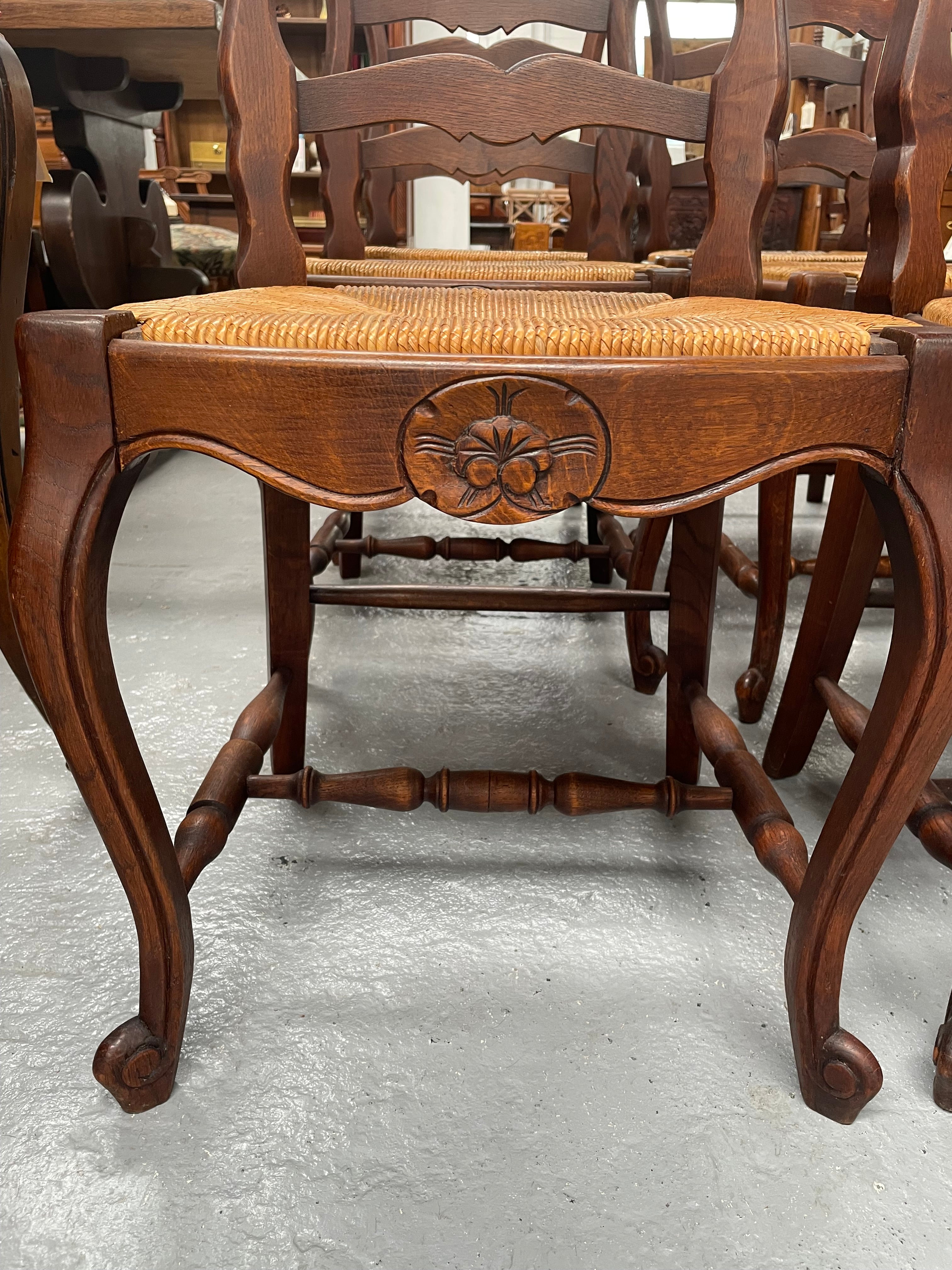 Set of 6 French Louis XV Style Rush Seat Dining Chairs | Antique & Vintage | Moonee Ponds Antiques | Australia Wide Delivery