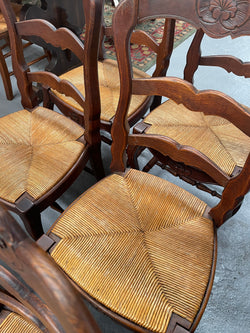 Set of 6 French Louis XV Style Rush Seat Dining Chairs | Antique & Vintage | Moonee Ponds Antiques | Australia Wide Delivery