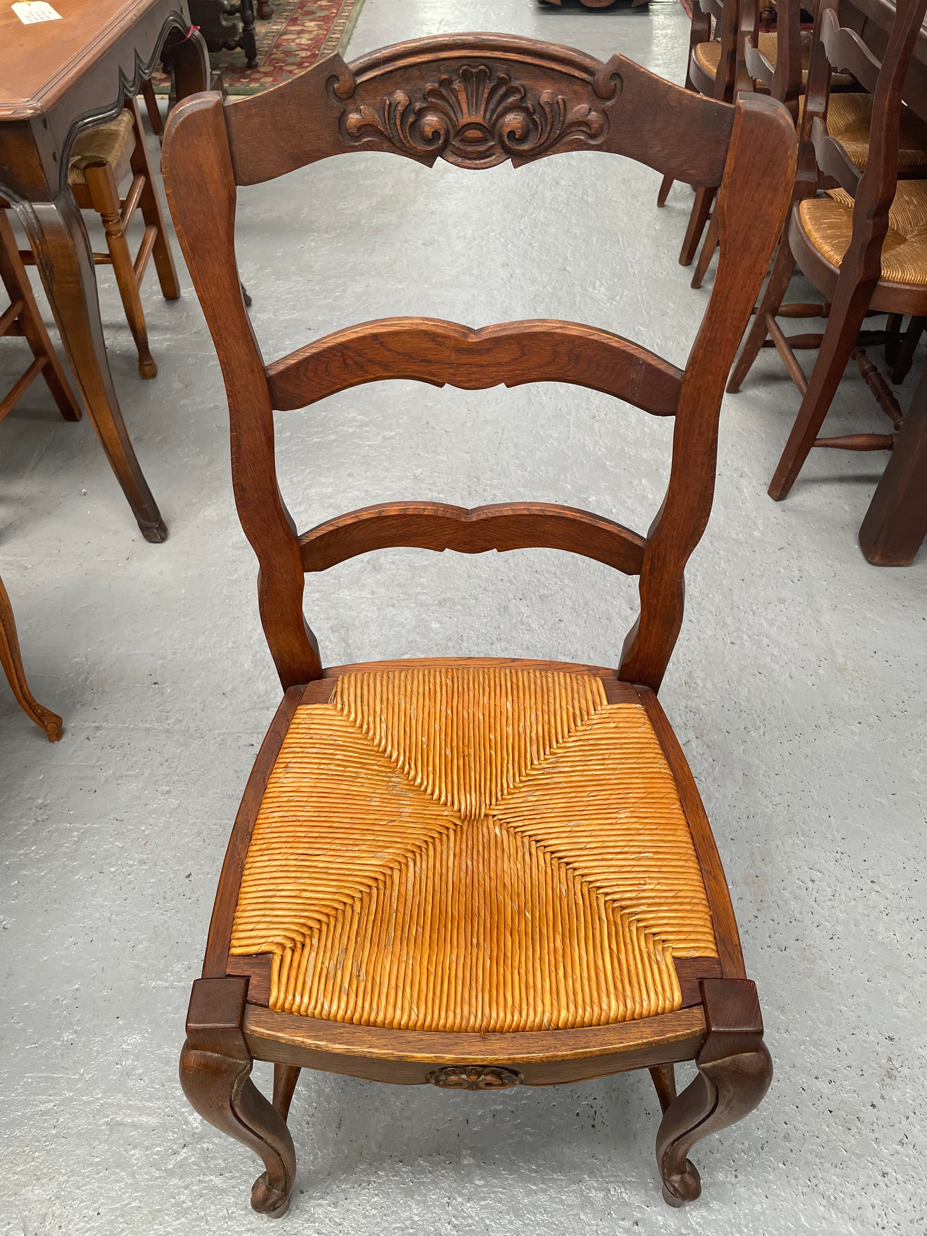 Set of 6 Louis XV Style French Oak Rush Seat Dining Chairs | Antique & Vintage | Moonee Ponds Antiques | Australia Wide Delivery