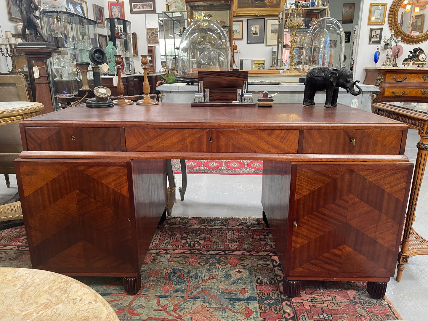 Impressive Art Deco Leather Topped Twin Pedestal Desk