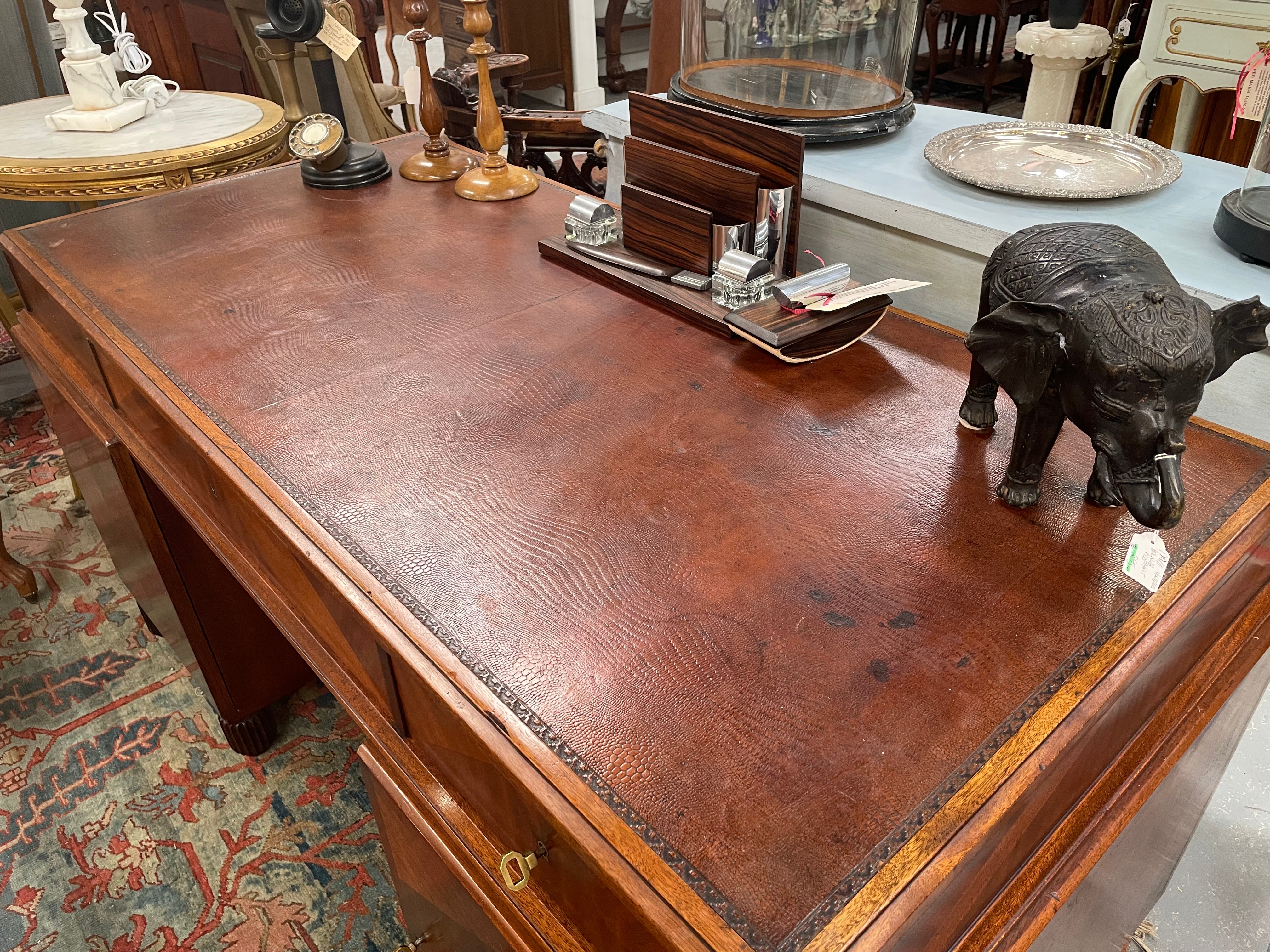 Impressive Art Deco Leather Topped Twin Pedestal Desk | Antique & Vintage | Moonee Ponds Antiques | Australia Wide Delivery