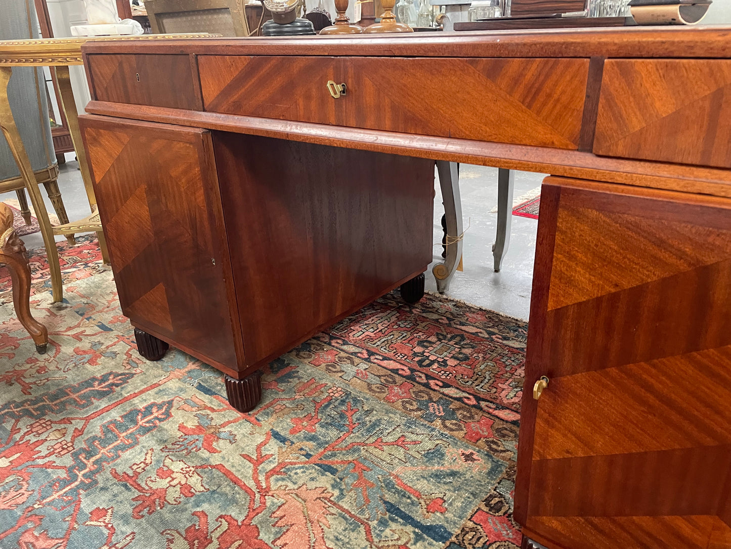 Impressive Art Deco Leather Topped Twin Pedestal Desk