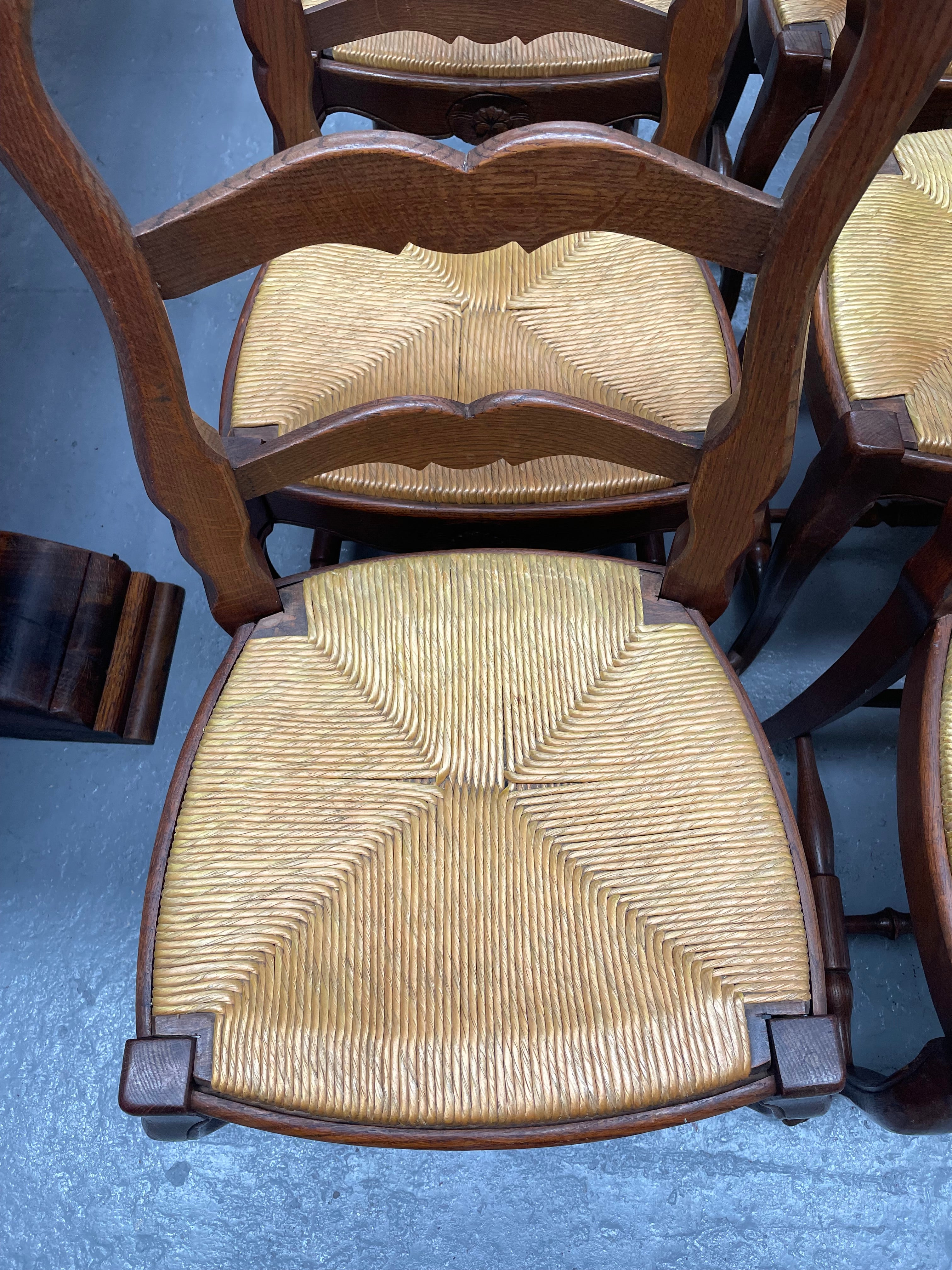 Set of 6 French Oak Louis XV Style Rush Seat Dining Chairs | Antique & Vintage | Moonee Ponds Antiques | Australia Wide Delivery