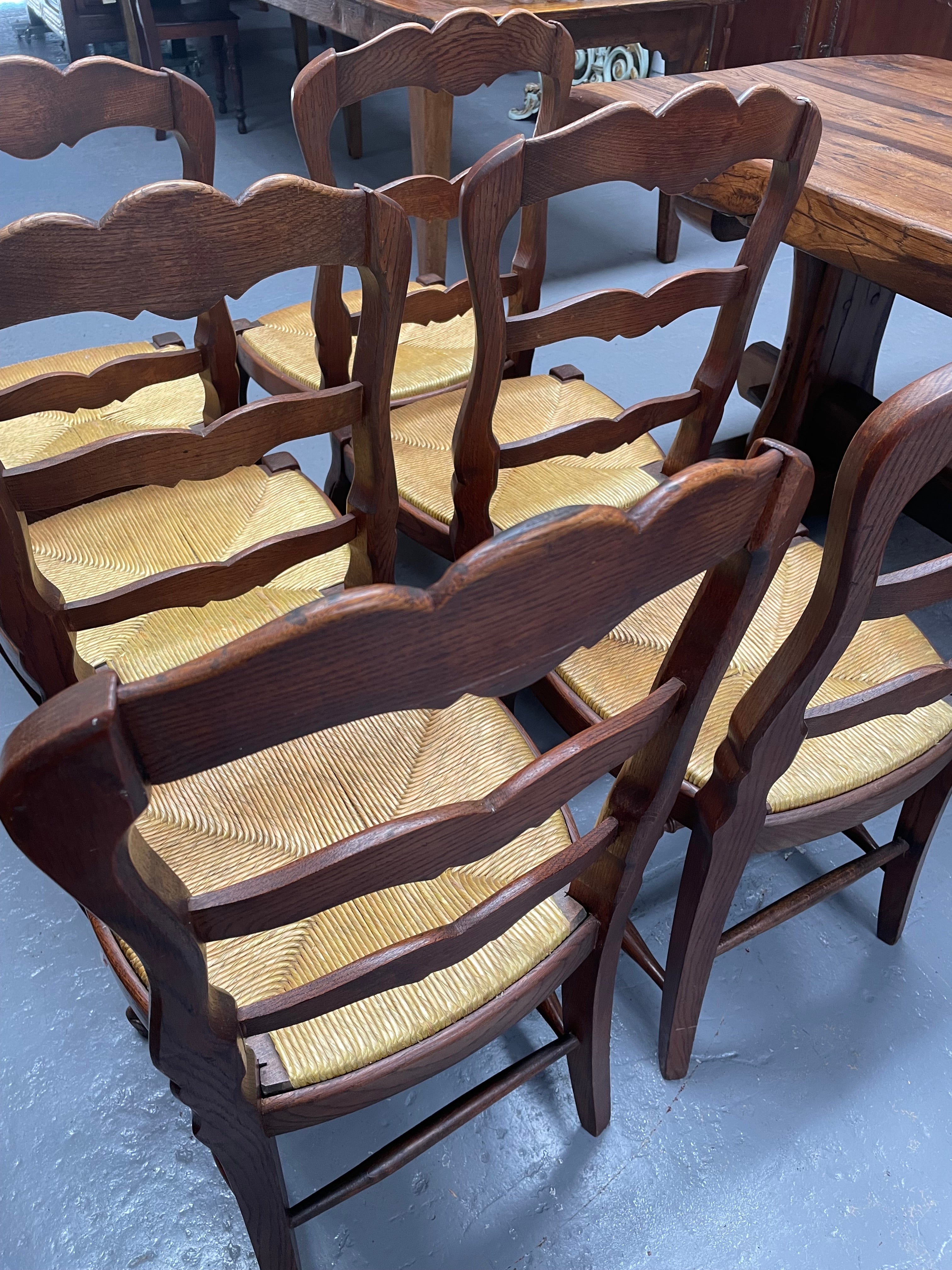 Set of 6 French Oak Louis XV Style Rush Seat Dining Chairs | Antique & Vintage | Moonee Ponds Antiques | Australia Wide Delivery
