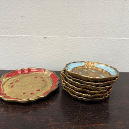 Set Of Vintage Italian Florentine Wooden Coasters