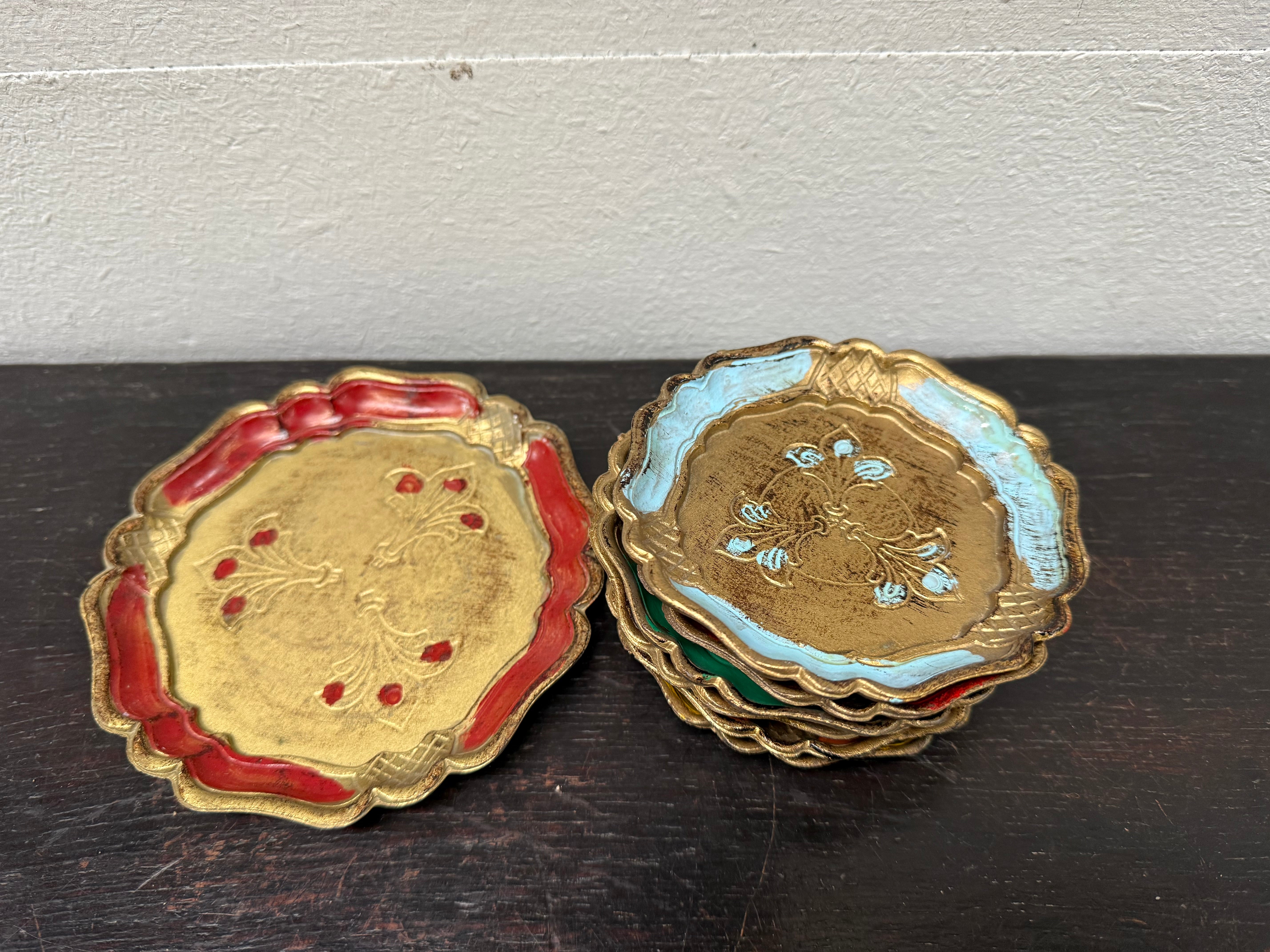 Set of Vintage Italian Florentine Wooden Coasters | Antique & Vintage | Moonee Ponds Antiques | Australia Wide Delivery