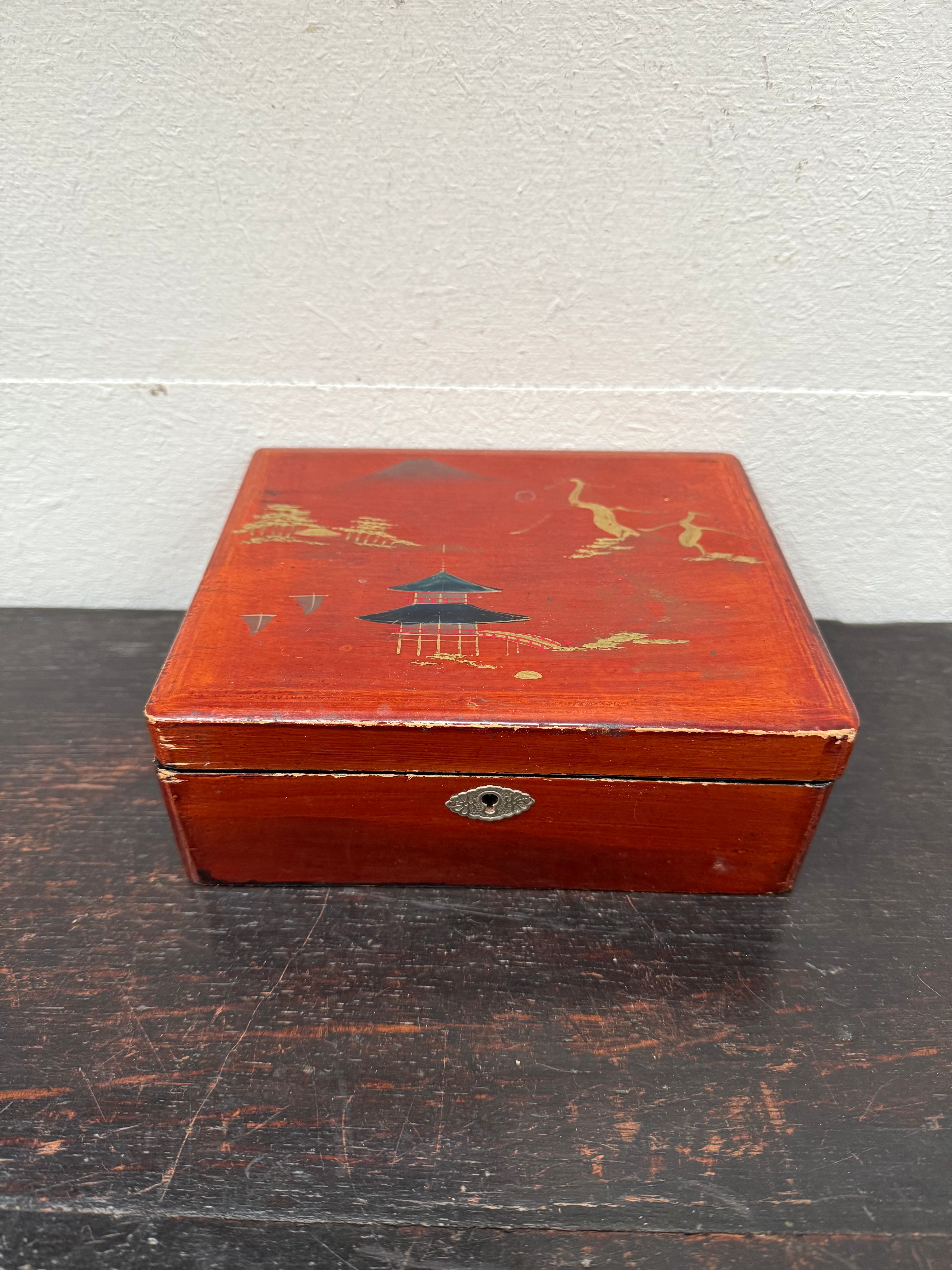 Vintage Japanese Lacquer Lockable Box | Antique & Vintage | Moonee Ponds Antiques | Australia Wide Delivery