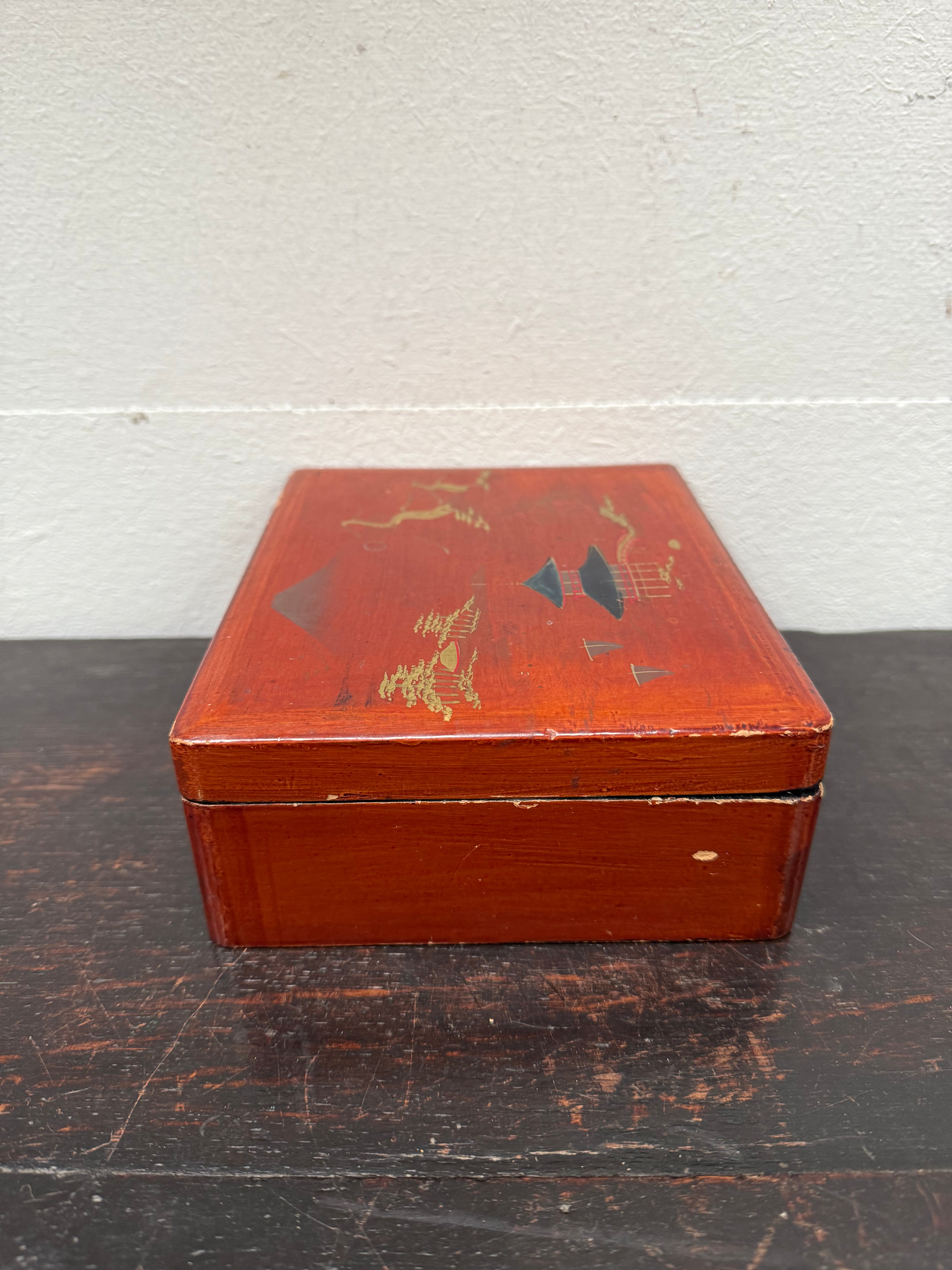Vintage Japanese Lacquer Lockable Box | Antique & Vintage | Moonee Ponds Antiques | Australia Wide Delivery