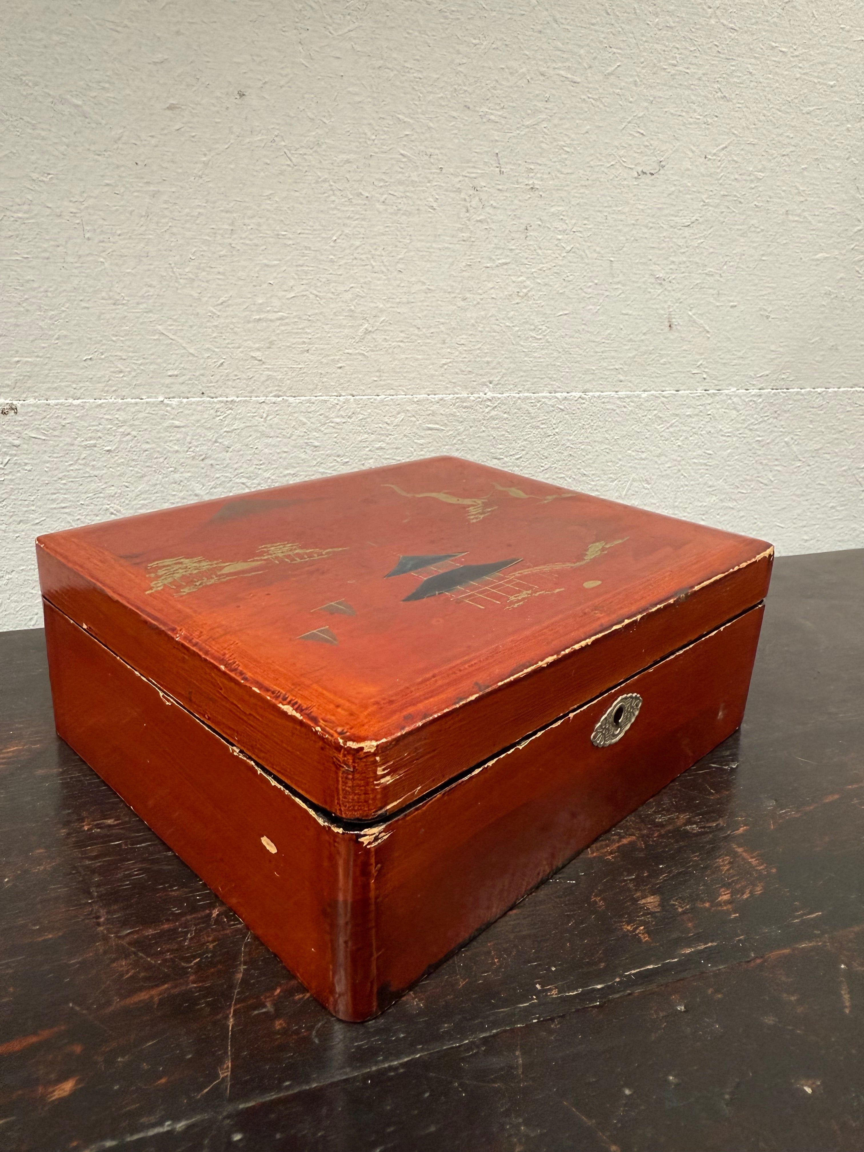 Vintage Japanese Lacquer Lockable Box | Antique & Vintage | Moonee Ponds Antiques | Australia Wide Delivery