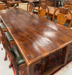 Substantial Rustic Oak Stretcher Base Dining Table | Antique & Vintage | Moonee Ponds Antiques | Australia Wide Delivery