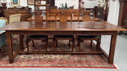 Substantial Rustic Oak Stretcher Base Dining Table | Antique & Vintage | Moonee Ponds Antiques | Australia Wide Delivery