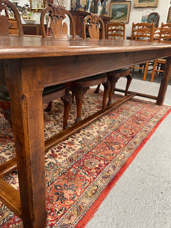 Substantial Rustic Oak Stretcher Base Dining Table | Antique & Vintage | Moonee Ponds Antiques | Australia Wide Delivery