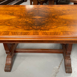 Stunning Victorian walnut and figured walnut top side table / sofa table. Beautifully carved base and in good original detailed condition. 