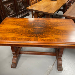 Stunning Victorian walnut and figured walnut top side table / sofa table. Beautifully carved base and in good original detailed condition. 