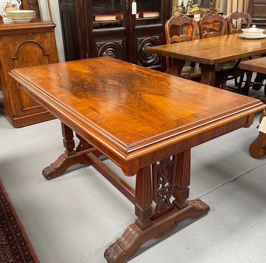 Victorian Walnut & Figured Walnut Side Table/Sofa Table