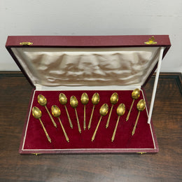 French Set of 12 Vermeil Spoon Set