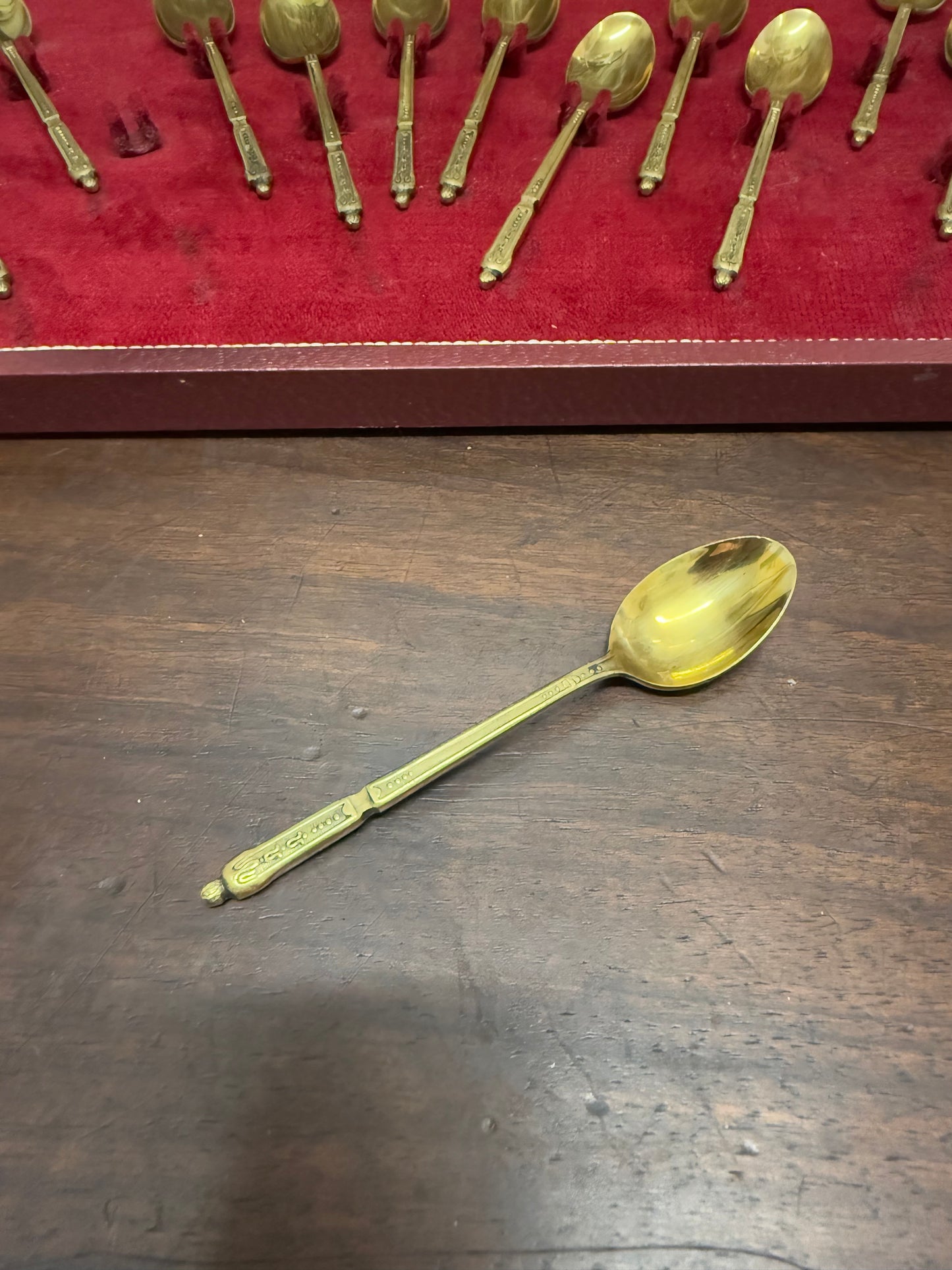 French Set of 12 Vermeil Spoon Set