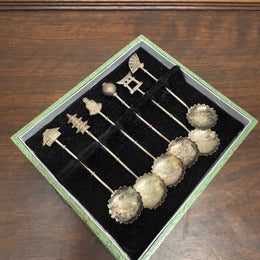Vintage Set of 6 Japanese Silver Novelty Spoons