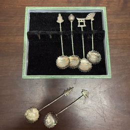 Vintage Set of 6 Japanese Silver Novelty Spoons