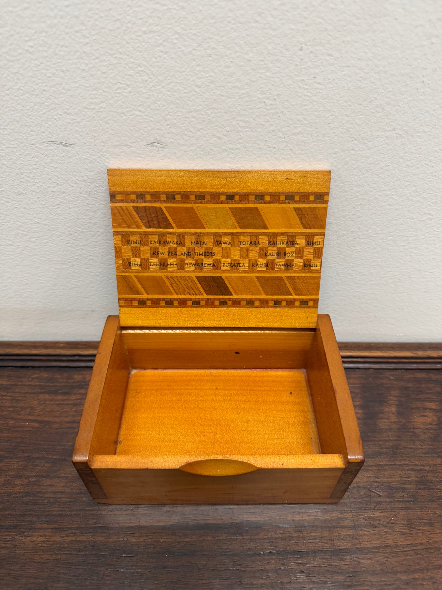 Vintage New Zeeland Wooden Inlaid Timber Box
