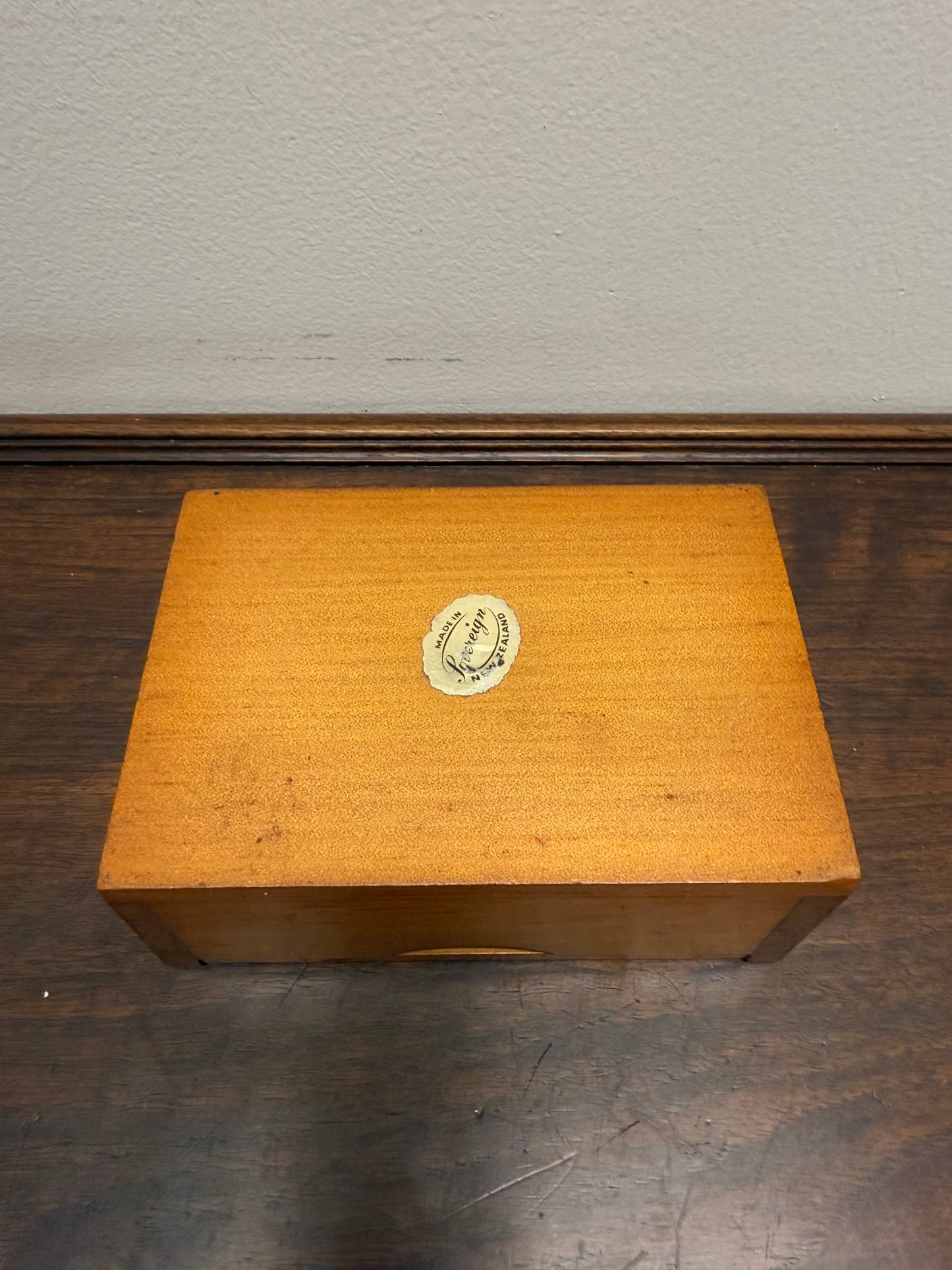 Vintage New Zeeland Wooden Inlaid Timber Box