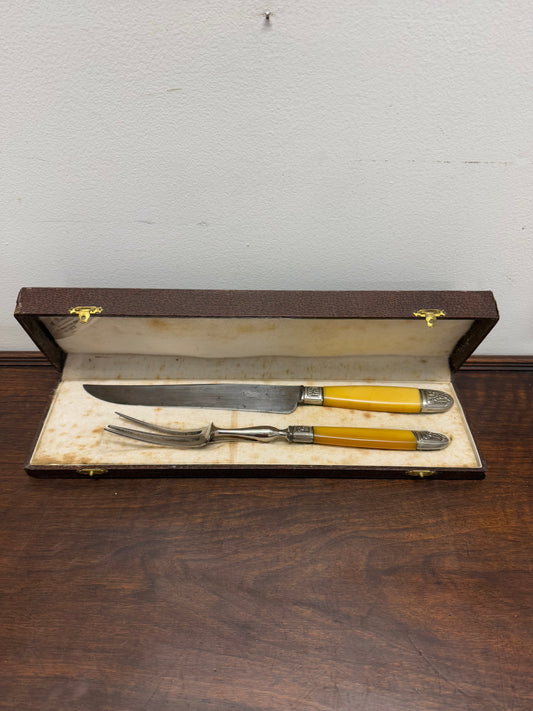 Vintage Original Box Set Carving Knife and Fork
