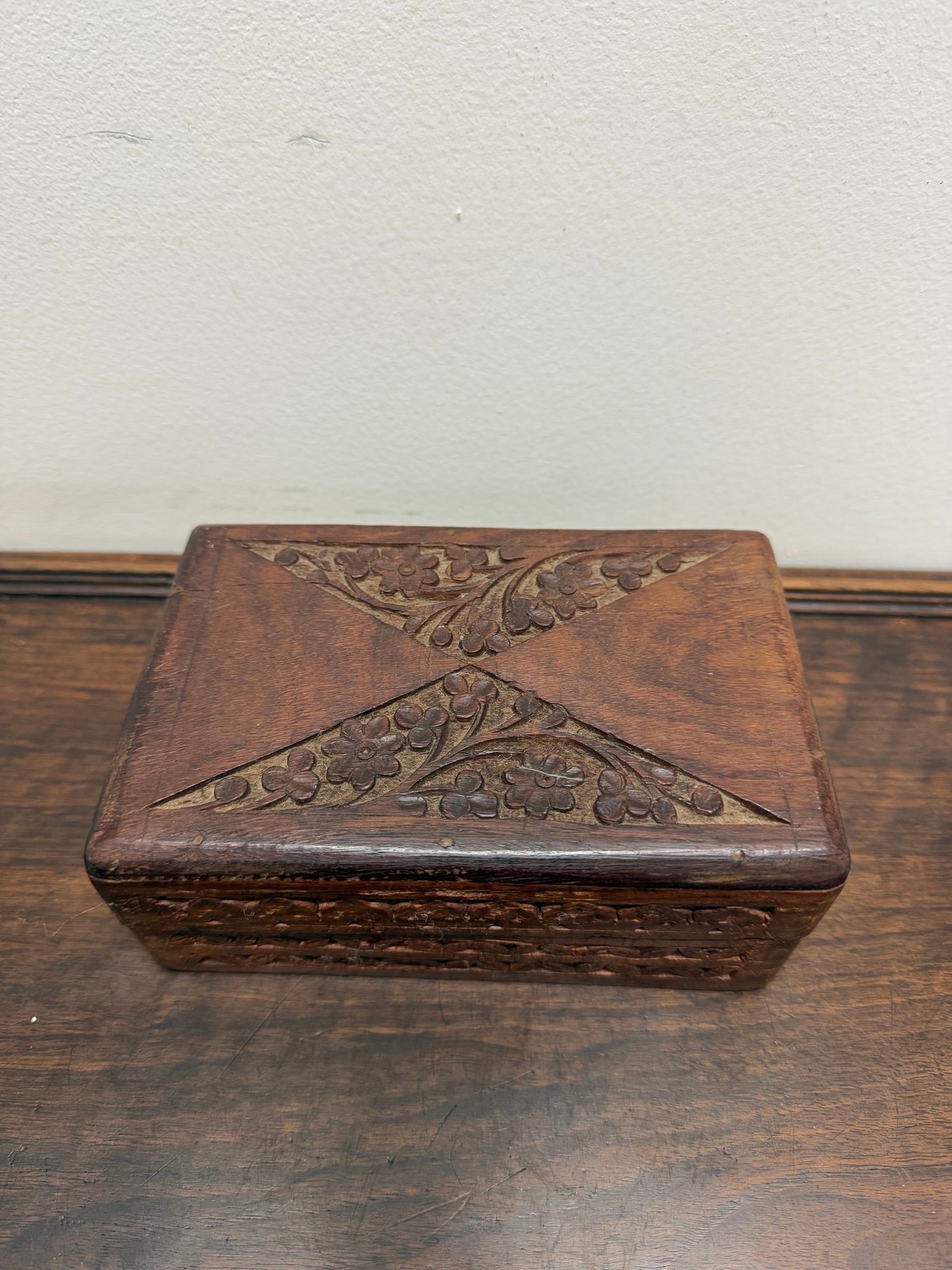 Vintage Hand Carved Trinket Box