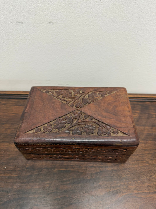 Vintage Hand Carved Trinket Box