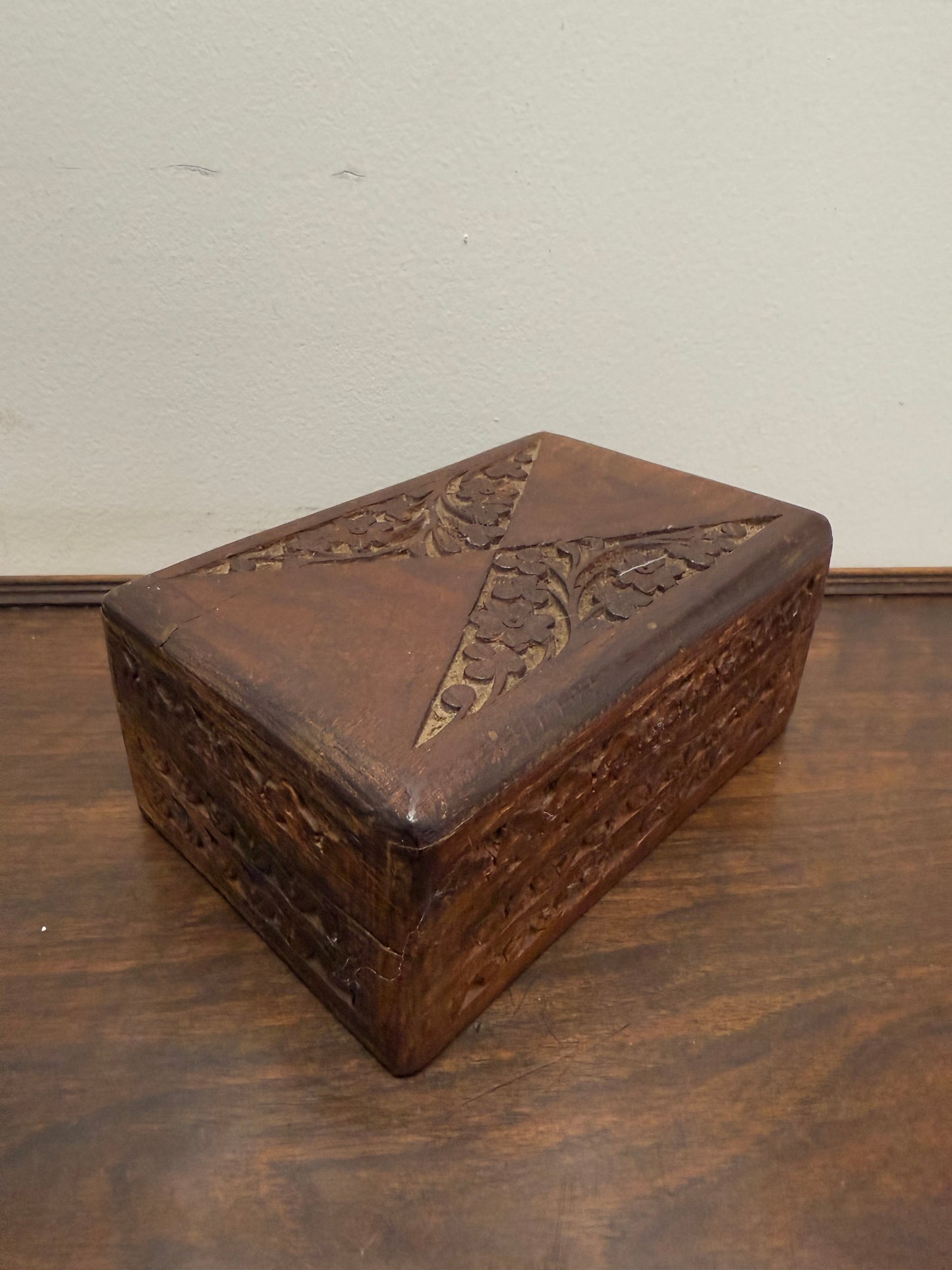 Vintage Hand Carved Trinket Box