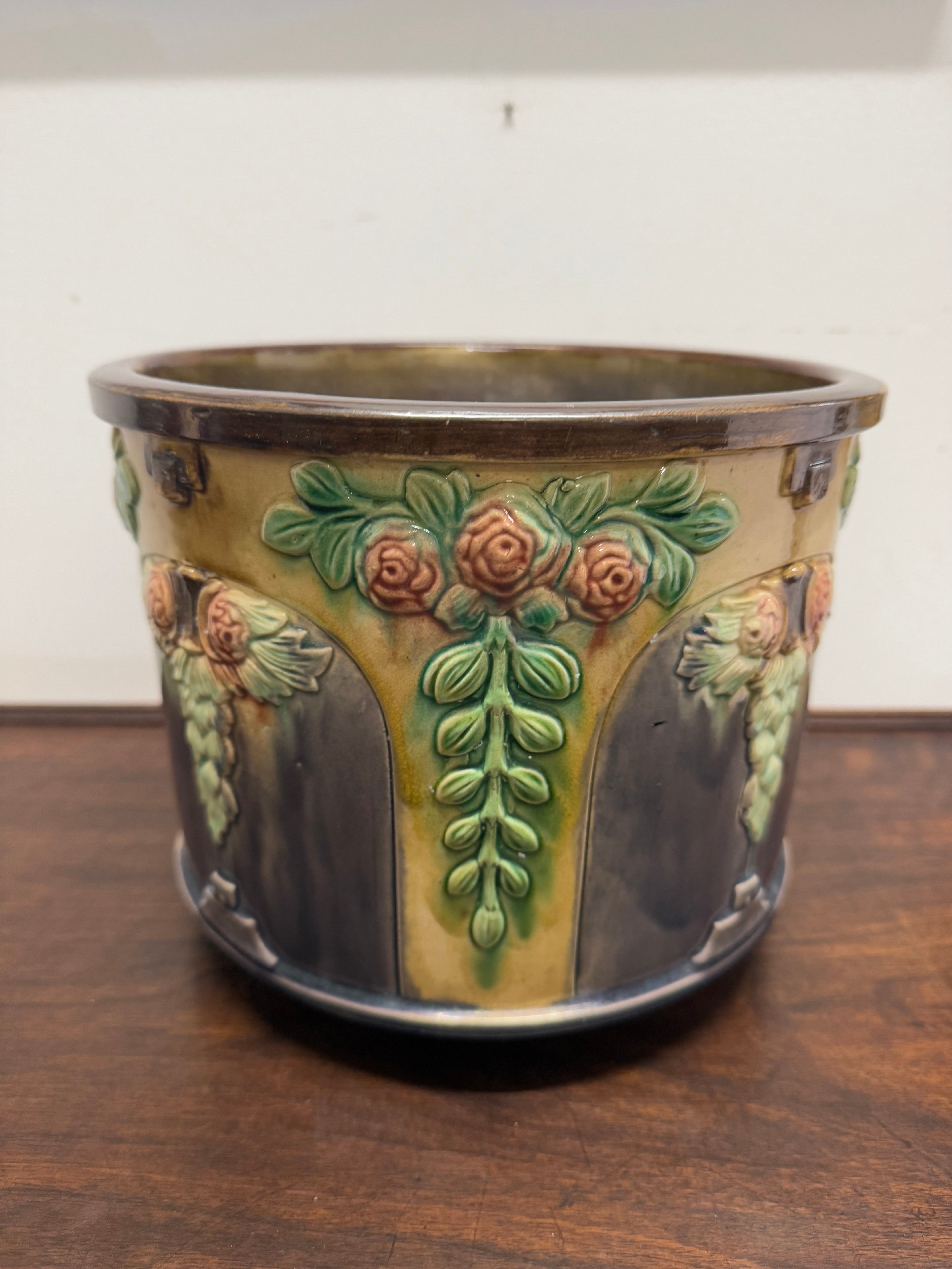 Antique Art Nouveau Style Majolica Jardiniere/Planter | Antique & Vintage | Moonee Ponds Antiques | Australia Wide